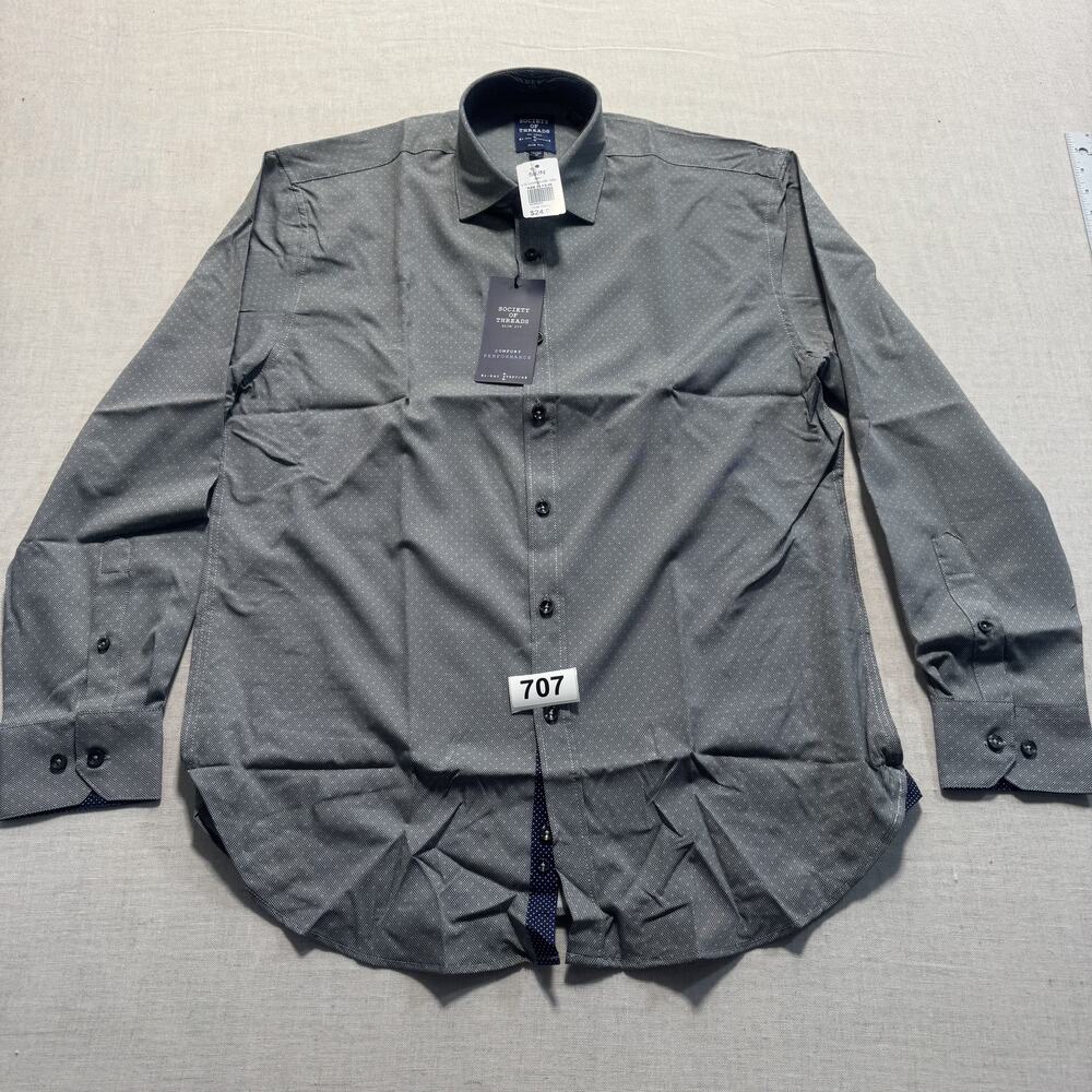 Society Of Thread Dress Shirt Men Sz M Gray Brand‎ New